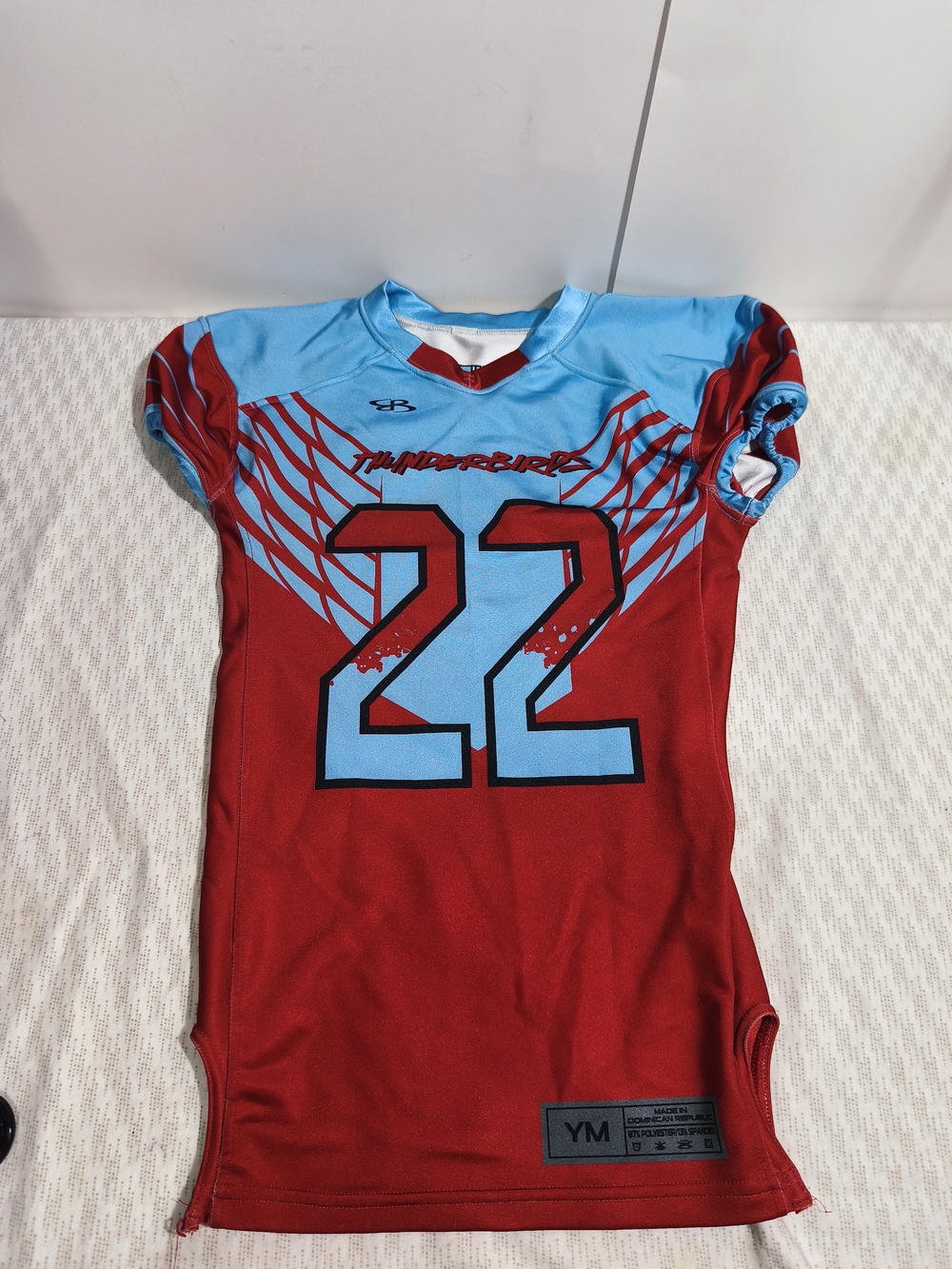 Youth Thunderbirds #22 Red & Light Blue Football Jersey